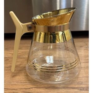 Vintage MCM Instant Coffee Carafe Inlaid Glass 22 K Gold Replacement No Lid